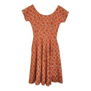 VTG Jr Flair by Sportlane Fit & Flare Dress Womens XS/S Orange Pockets 60s